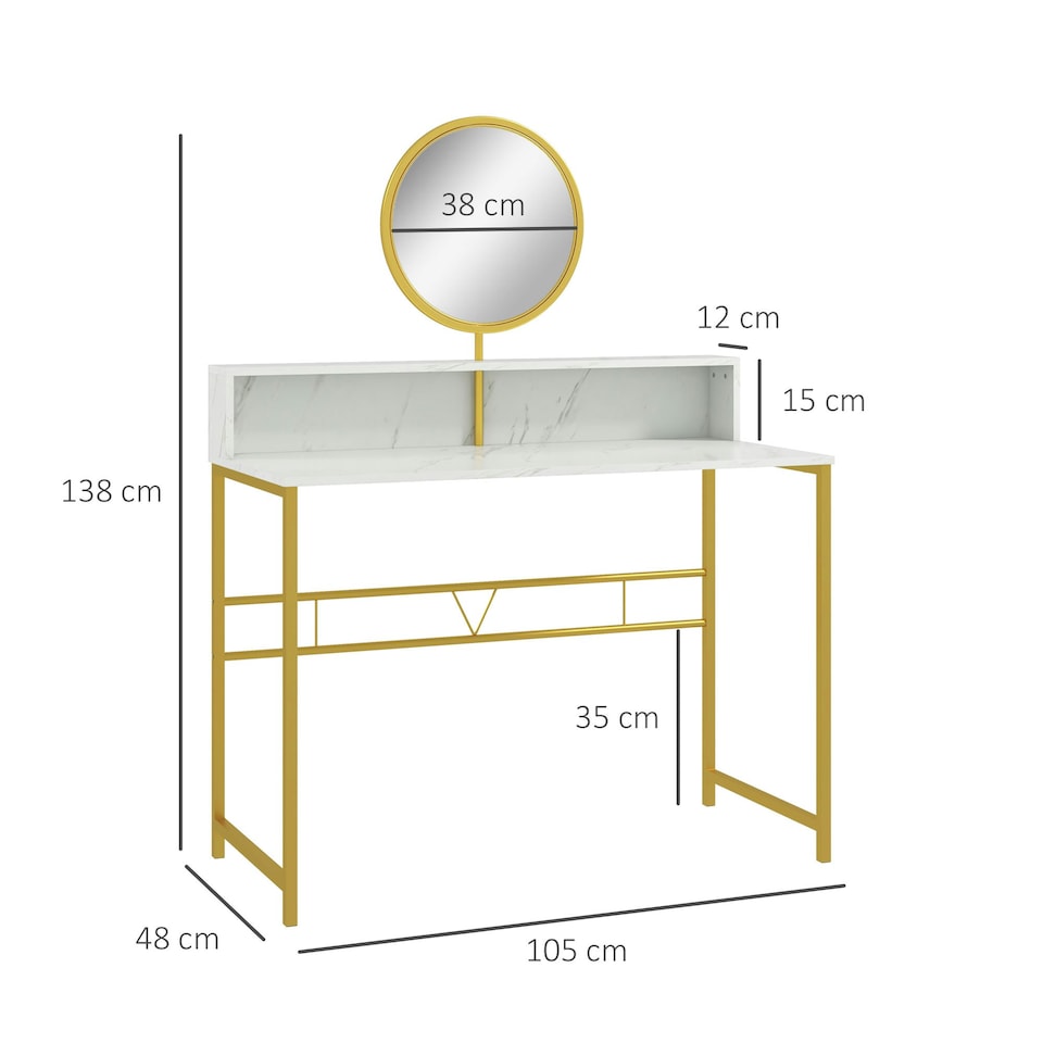 image 1 of HOMCOM Dressing Table Vanity Makeup Desk W/ Faux Marble