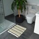 image 3 of Striped Chunky Bobble Shower Mat, Square Bath Mat - Green