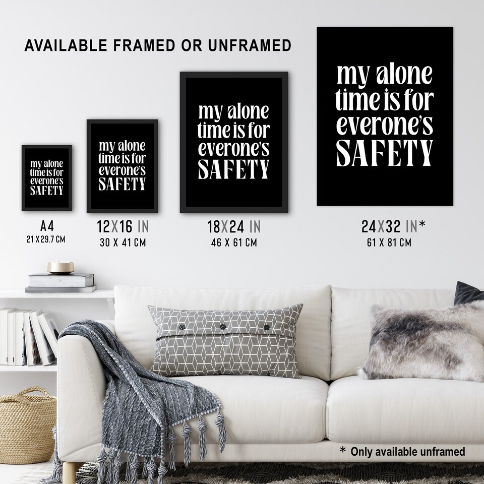image 1 of My Alone Time Is For Everyone's Safety Joke Funny Wall Art Print 12x16 In
