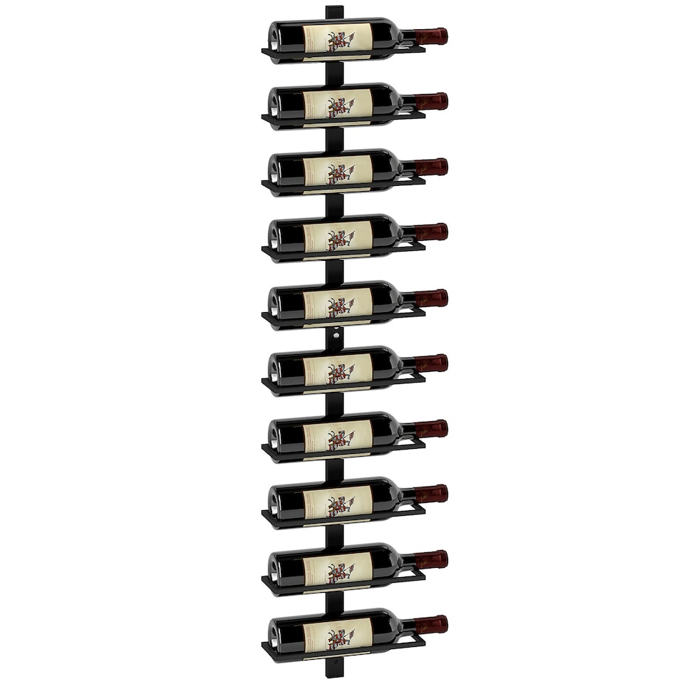 image 1 of HOMCOM Wall Mount Wine Rack, Wall Wine Rack for 10 Wine Bottles, Black