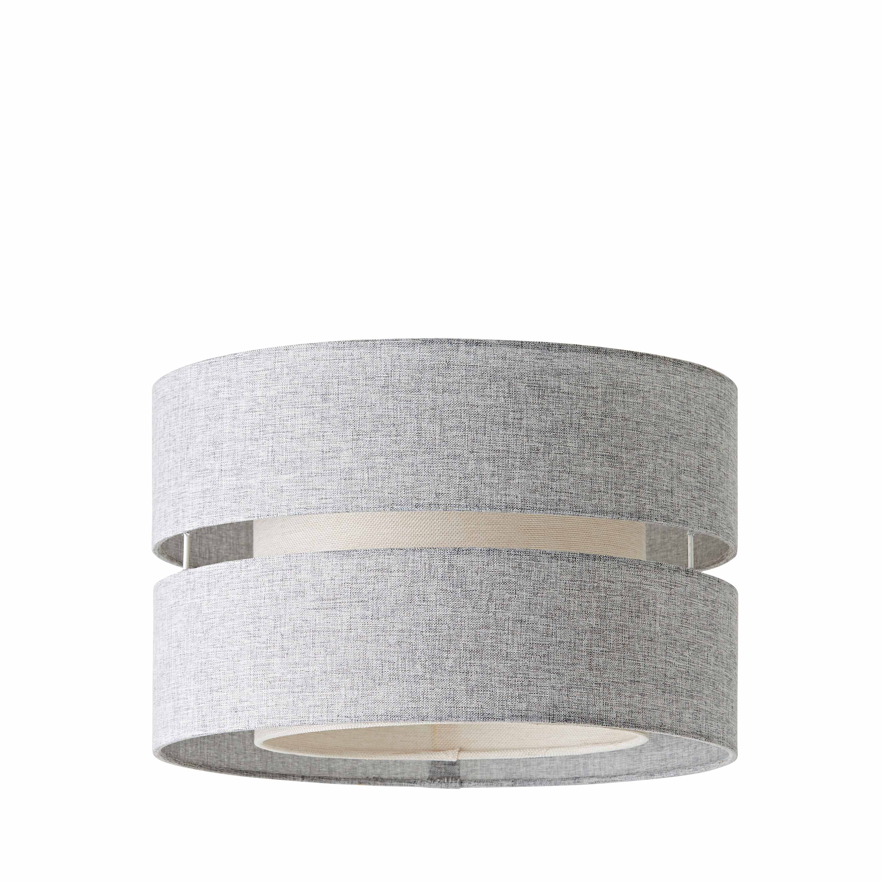 ValueLights Sophia Linen Tier 30cm Drum Easy Fit Ceiling Light Lamp Shade & Bulb in Grey