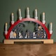 image 1 of 45cm Battery Operated Light up Red Wooden Christmas Candle Bridge with 9 Warm White LEDs