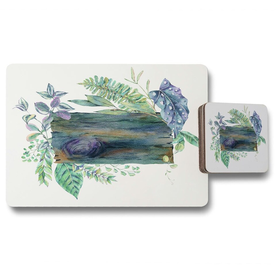 image 1 of Green Leaves Board (Placemat & Coaster Set)