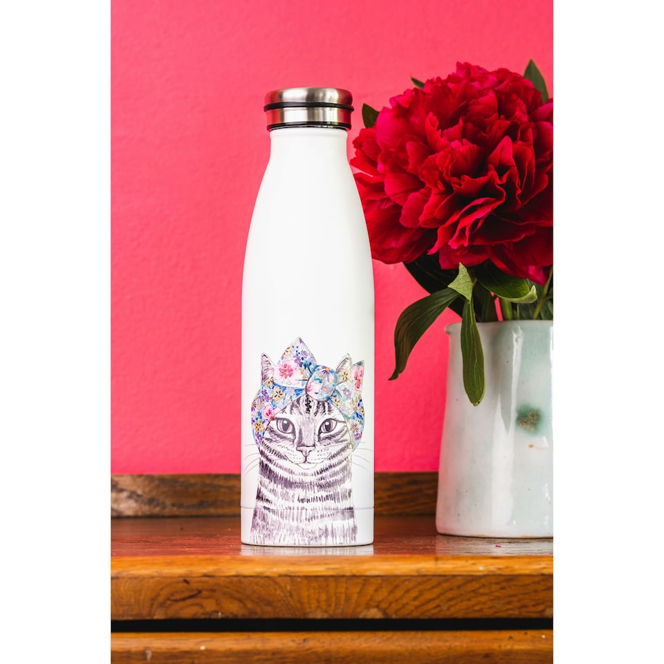 image 1 of Mikasa Water Bottle Cat Stainless Steel 500ml Multi | One Size