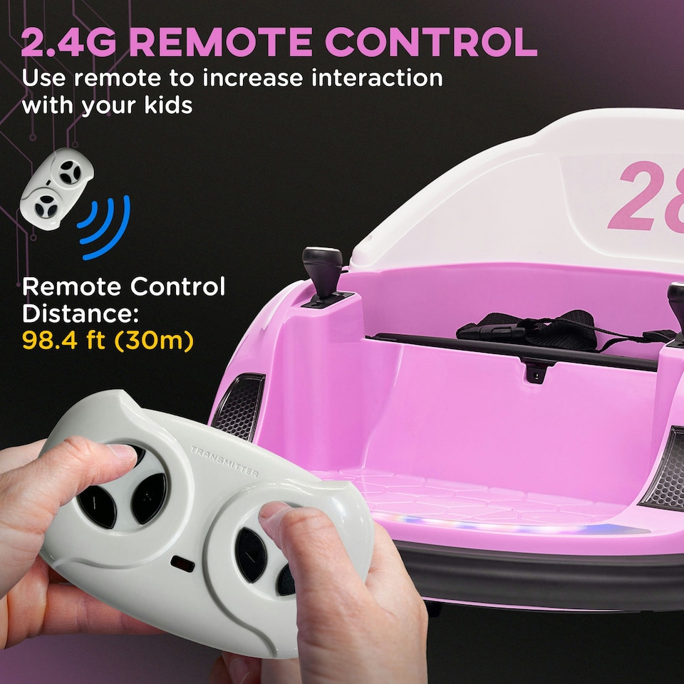 image 1 of AIYAPLAY 360° Rotation 12V Kids Bumper Car w/ Remote Control, Pink