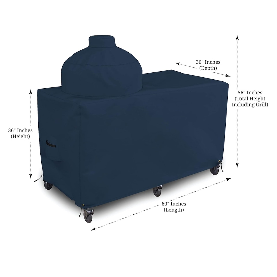 image 1 of Covers&All Big Egg Grill Cover, 12 Oz Waterproof UV & Weather Resistant, PVC Coated Outdoor Cover, 60 in L x 36 in D x 56 in H, Blue
