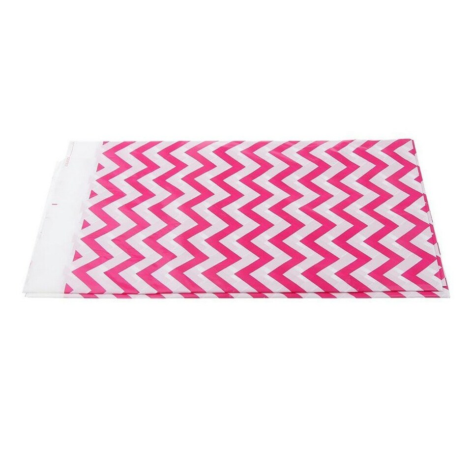 image 1 of Unique Party Plastic Chevron Tablecloth - Hot Pink/White - One Size