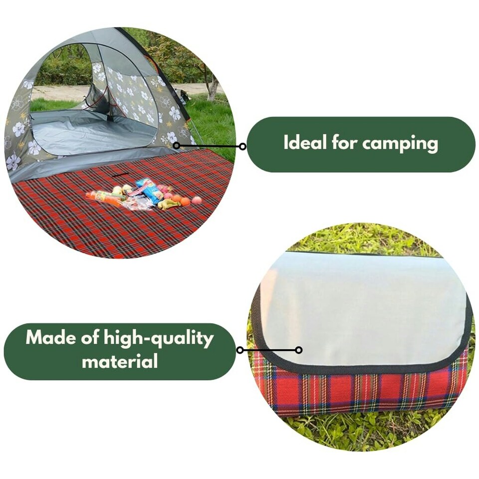 image 1 of Marco Paul Red Chequered Picnic Blanket 170cm Red