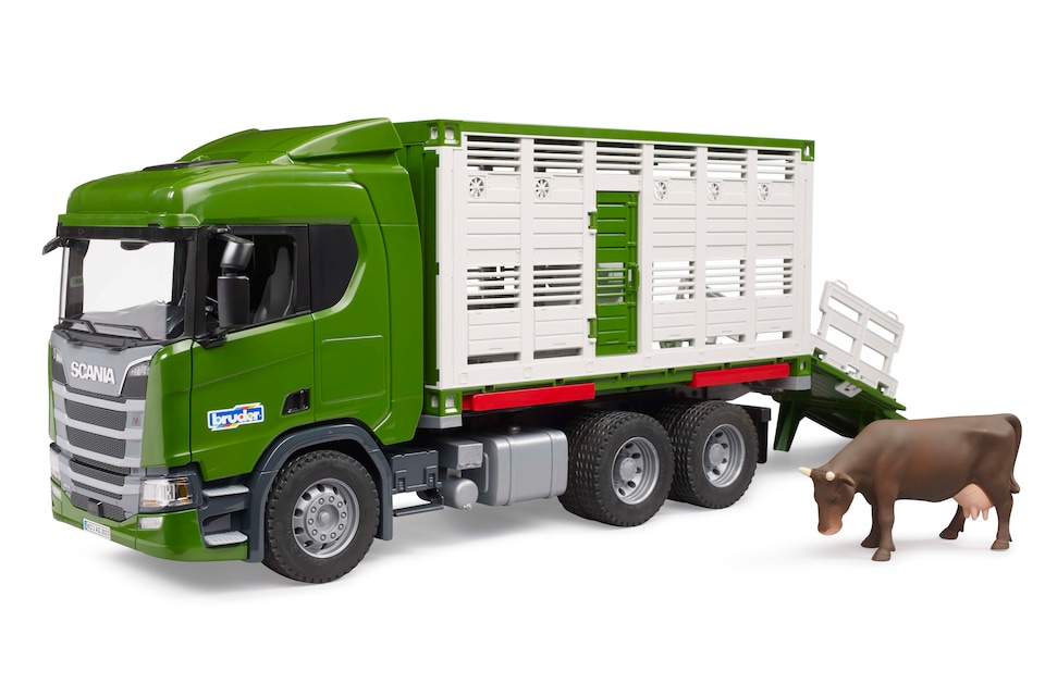 image 1 of Bruder Scania Super 560R Cattle transportation truck with 1 cattle Detailed Vehicle & Playset Model