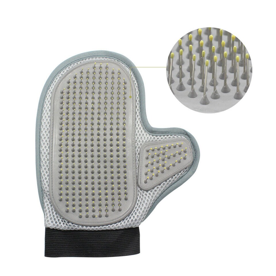 image 1 of Pet Grooming Brush for Dogs & Cats | Stainless Steel Pin Brush with Flexible Grooming Glove | Removes Loose Hair