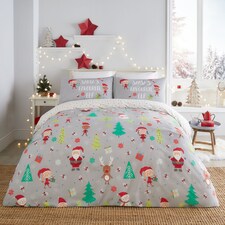 Fusion Elf & Santa Duvet Cover Set Grey