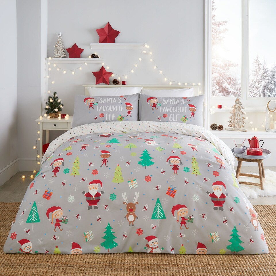 image 1 of Fusion Elf & Santa Duvet Cover Set Grey