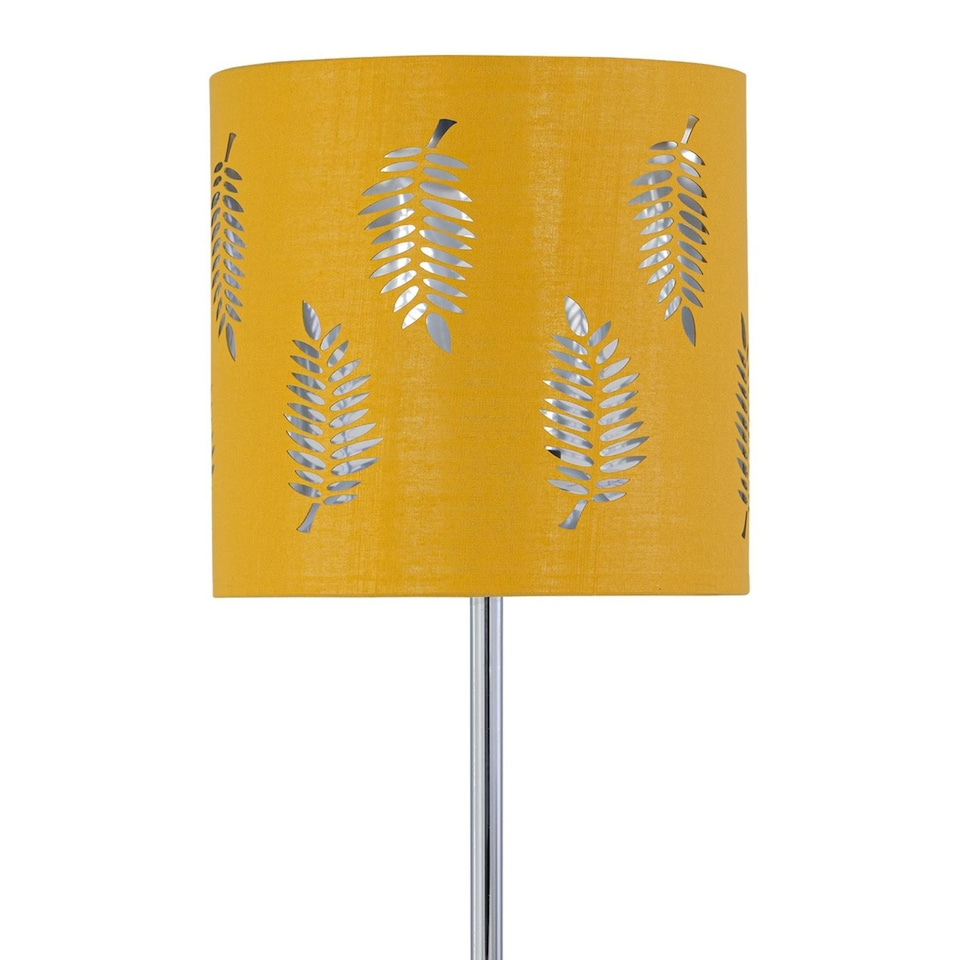 image 1 of Chrome Stick Table Lamp with Ochre Cut Out Shade | Chrome | Yellow | Medium | 1