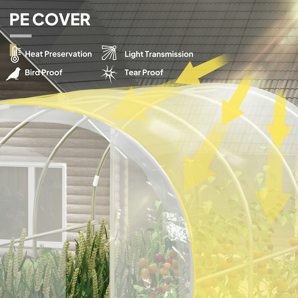image 1 of Outsunny 3 x 2 x 2m Polytunnel Greenhouse with Door, Galvanised Steel Frame