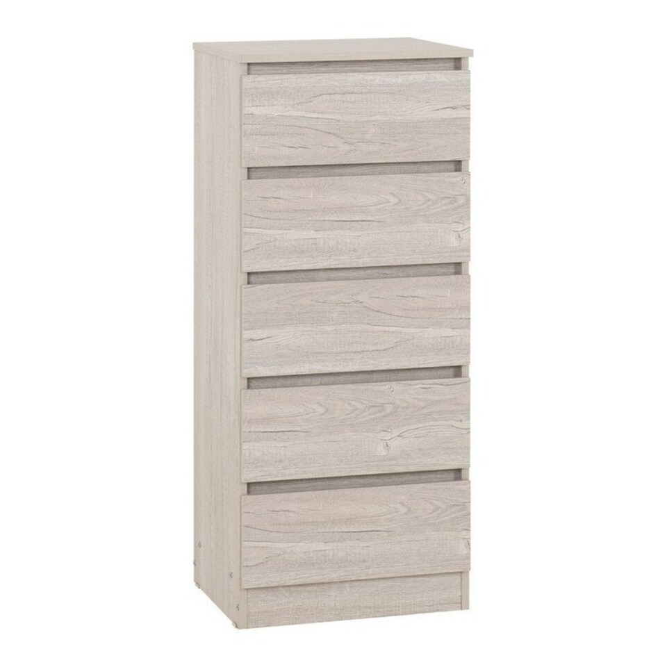 image 1 of Malvern 5 Drawer Narrow Chest - L40 x W48 x H114 cm - Urban Snow