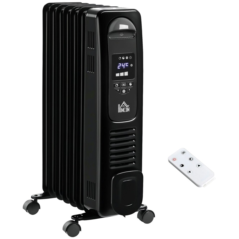 image 1 of HOMCOM Oil Filled Radiator Space Heater W/3 Heat Settings & Remote Control Black