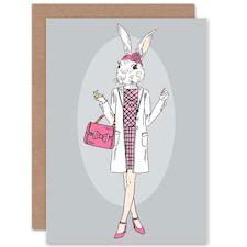 Fashion Animal Bunny Girl Pink Handbag Kids Birthday Child Kids Card