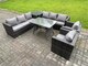 image 2 of Fimous Rattan Outdoor Furniture Sofa Garden Dining Set with Patio Dining Table 2 Armchairs Side Table 8 Seater Dark Grey Mixed