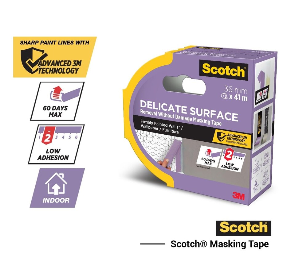 image 1 of Scotch Delicate Surface Advanced Masking Tape, 36 mm x 41 m