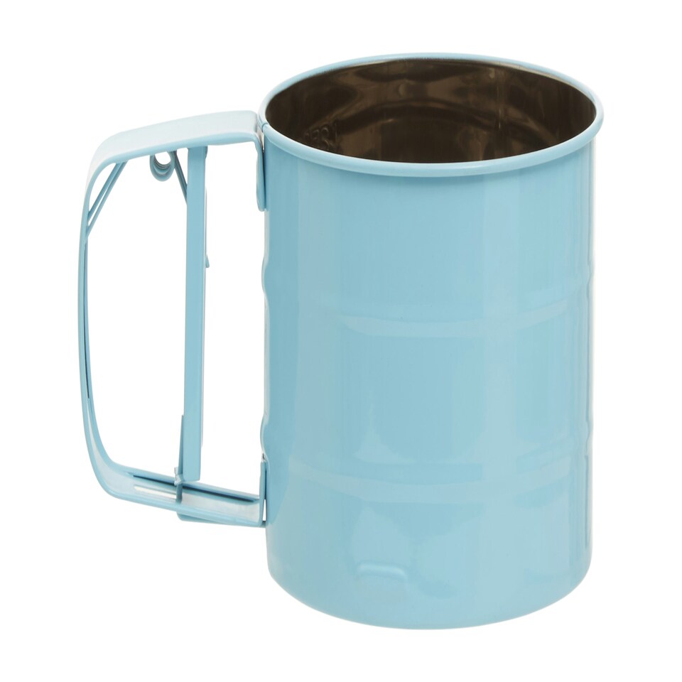 image 1 of Interiors By Premier Pastel Blue Mechanical Sifter,250ml Handheld Flour Sifter,Icing Sugar & Cocoa Powder Sieve,Fine Mesh Sifter