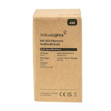 ValueLights 4 Pack Vintage Filament E14 Clear Glass Golfball LED 4W Cool White 6500K 400lm Light Bulb