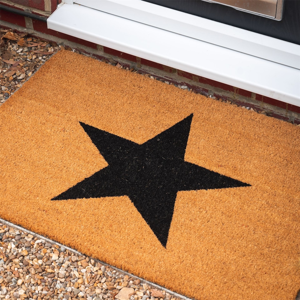 image 1 of Nicola Spring Coir Door Mat - 90 x 60cm - Black Star