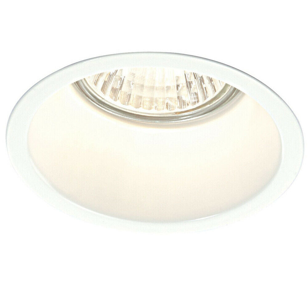 Loops Fixed Round Recess Ceiling Down Light Gloss White Sunken Flush GU10 Lamp Holder