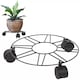image 1 of Black Metal Flower Plant Pot Trolley Roller 3 Casters Wheels Tray Rack Outdoor