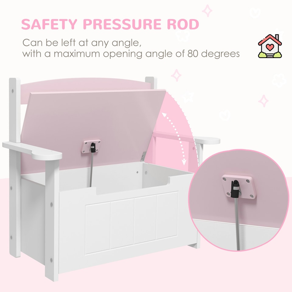 image 1 of AIYAPLAY 2 in 1 Toy Box for Kids with Safety Lid for Bedroom, Nursery, Grey