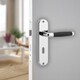 image 2 of Cambridge Metal Lever Latch Door Handles Set Rose Internal, External | Silver | 6x Polished Nickel Keyhole