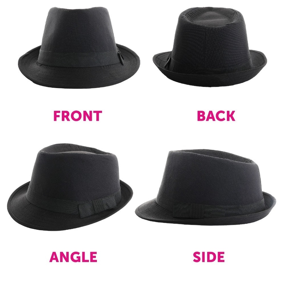 image 1 of Pack of 1 Black Trilby Hat 60cm Black | One Size