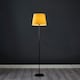image 3 of ValueLights Standard Floor Lamp In Black Metal Finish With Large Mustard Tapered Light Shade With 6w LED GLS Bulb In Warm White