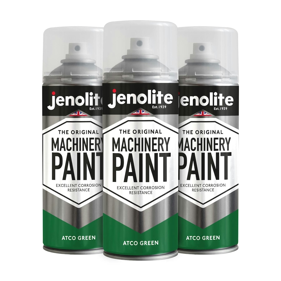 image 1 of Jenolite Scuff Resistant Machinery Paint - Atco Green - 400ml Spray Can - 3-Pack