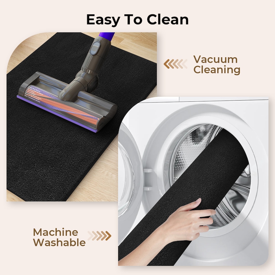 image 1 of Marlow 50x80CM Non-Slip Washable Kitchen Floor Runner Rug Mat | Black | Black