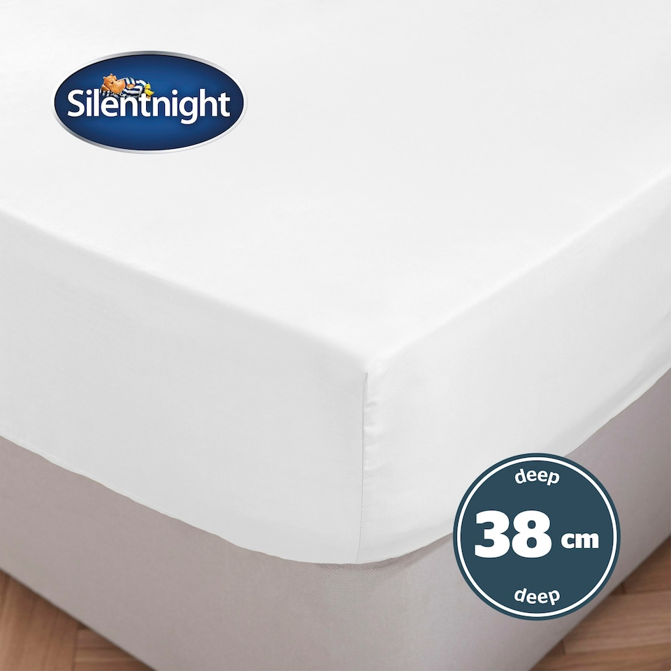image 1 of Silentnight Pure Cotton Fitted Sheet, Extra Deep, 38 cm, White, Single
