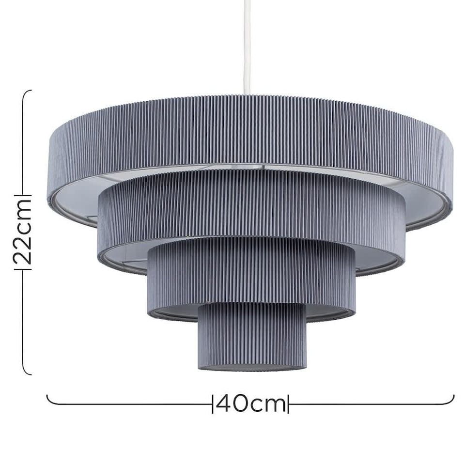 image 1 of ValueLights Modern 4 Tier Dark Grey Fabric Ceiling Pendant Light Shade