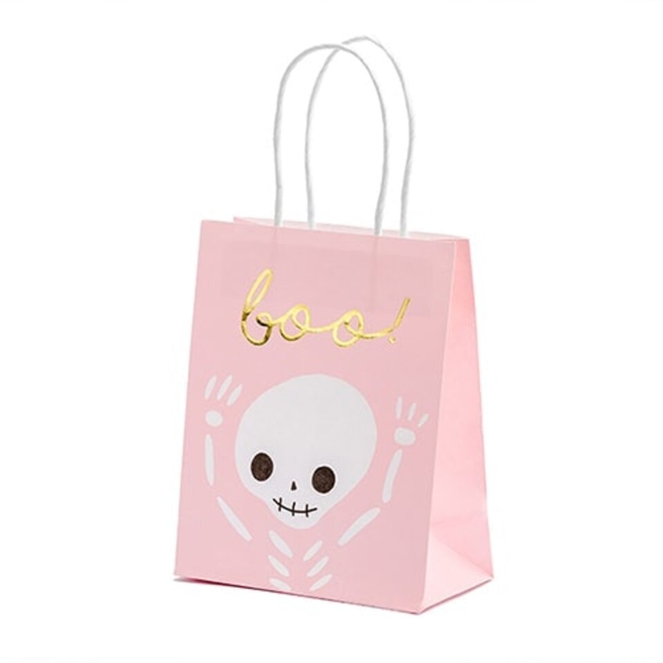 Pink BOO Halloween Paper Party Bag with Handles 14cm