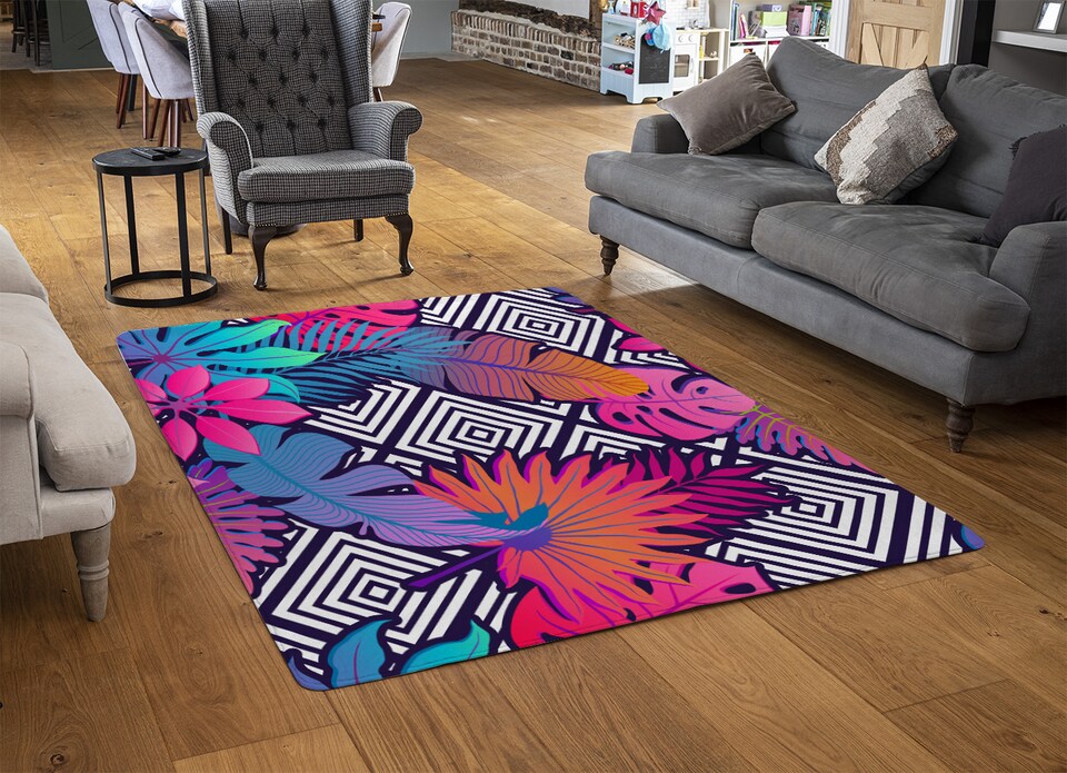 image 1 of Tropical Geometric Rug | Multi