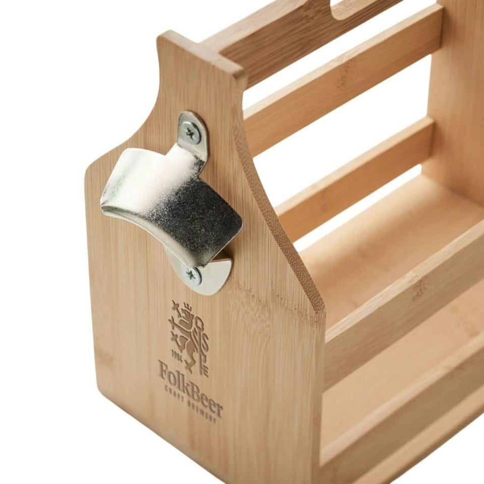 image 1 of MidOcean Bamboo 6 Bottles Cabas Beer Caddy - Wood - One Size | Brown | One Size