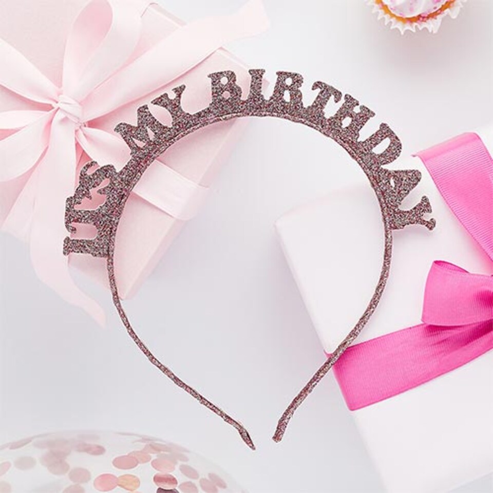 image 1 of Rose Gold 'It's My Birthday' Glitter Headband