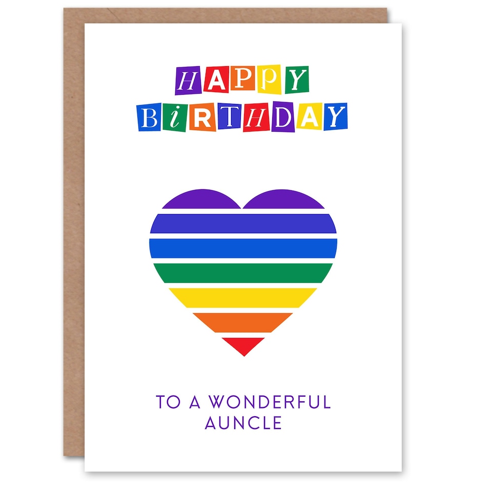 image 1 of Wonderful Auncle Rainbow Stripes Love Heart Birthday Card