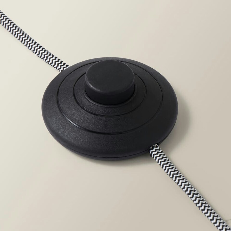 image 1 of ValueLights Large Matt Black Curved Stem Marble Floor Lamp Coffee Table Light - Black Shade + LED Bulb | Black