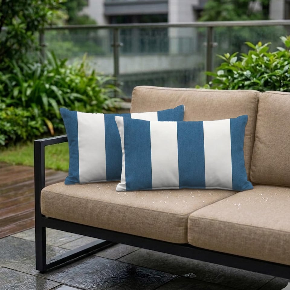 image 1 of Covers&All Sunbrella Rectangle Striped Throw Pillows Pack Of 4, Rectangle 12 x 20, Cabana Ragetta