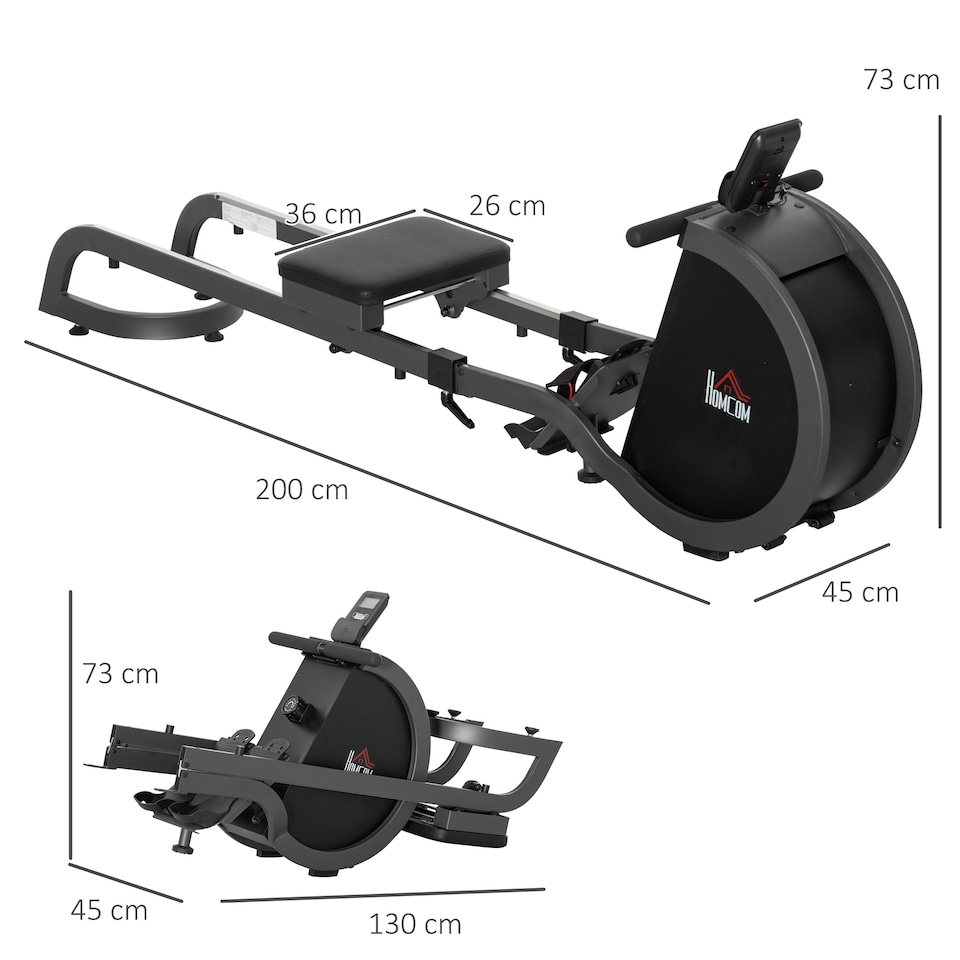 image 1 of HOMCOM Magnetic Foldable Rower with 16-Level Adjustable Resistance for Home, Gym