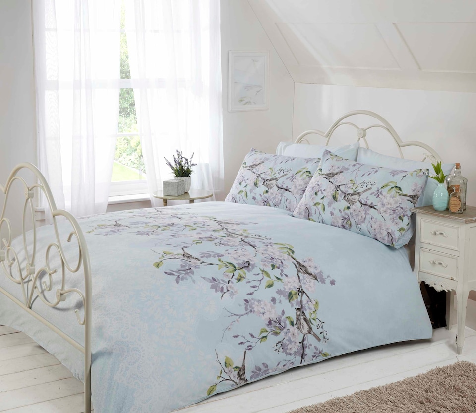 image 1 of Eloise Polycotton Duvet Cover Set With Pillowcase | Blue | Double