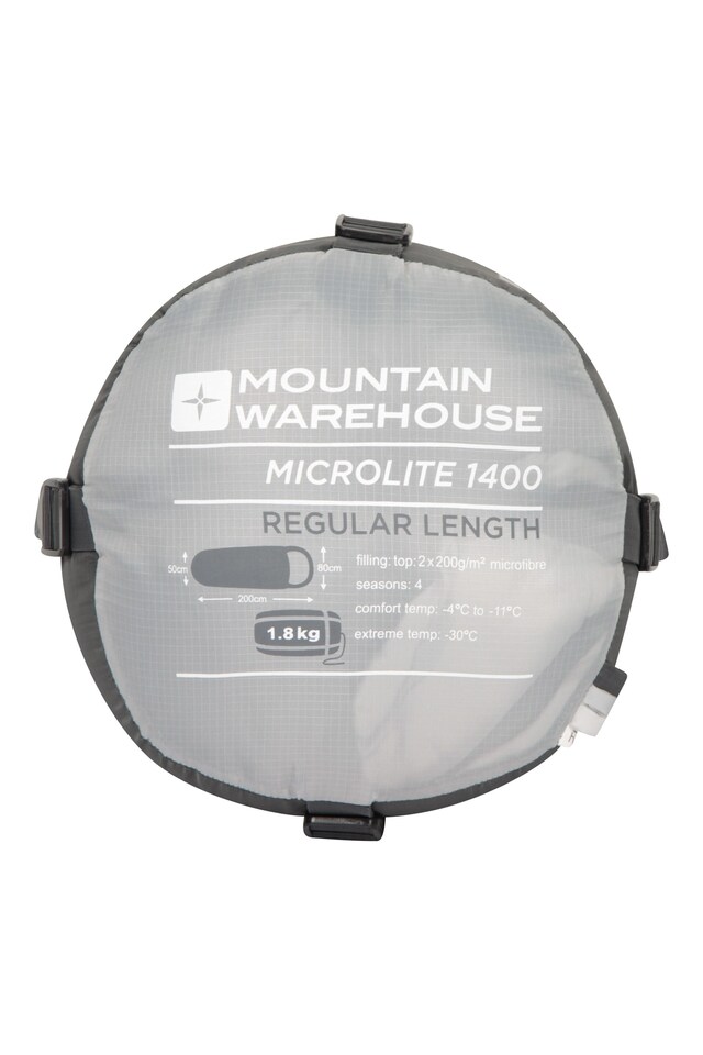 image 1 of Mountain Warehouse Microlite 1400 Mummy Sleeping Bag Hollow Fibre Insulated 3-4 Season Bed