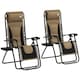 image 1 of Outsunny 2 Pcs Zero Gravity Lounger Folding Recliner Chair Cup Holder Brown