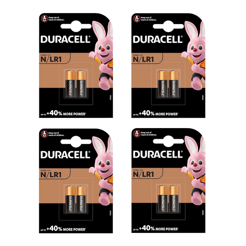 4x Duracell N/LR1 Alkaline Batteries, Pack of 2 | Chrome | Built-in Lithium-ion (Li-ion) | 2