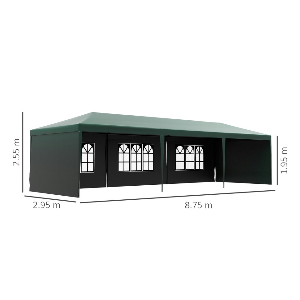 image 1 of Outsunny 9m x 3m Outdoor Garden Gazebo Wedding Party Tent Canopy Marquee Green