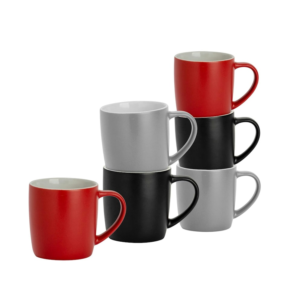 image 1 of Argon Tableware Matt Coloured Coffee Mugs - 350ml - Lancashire - Pack of 6 Multi
